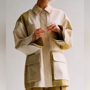 Zara Beige and Olive Utility Jacket